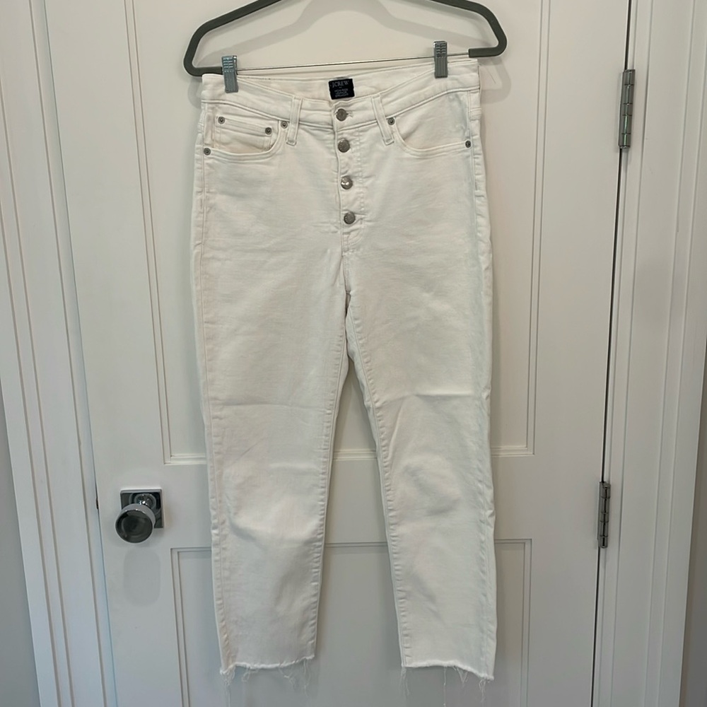 J. Crew High Rise Vintage Straight White Denim Jeans Button Fly